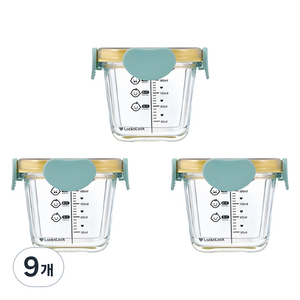 락앤락 리틀럽 디어 밀폐캡 정사각 이유식 용기, 260ml, 스카이블루, 9개