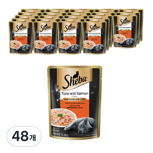 쉬바 1세이상 고양이 주식 파우치, 참치+연어, 70g, 48개