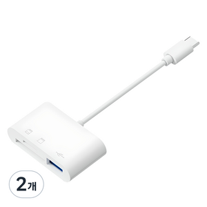 아이엠듀 C타입 3 in 1 USB TF SD카드 리더기, 화이트, 2개