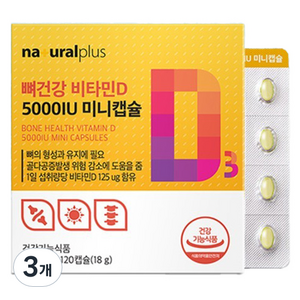 내츄럴플러스 뼈건강 비타민D 5000IU 미니캡슐 18g, 3개, 120정
