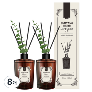 바이향 대용량 홈 디퓨저, 8개, 510ml, 딥블랙체리
