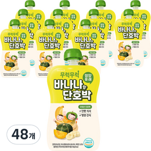 이유케어스 유아용 무럭무럭 이유식 과일퓨레, 바나나랑 단호박, 48개, 100g