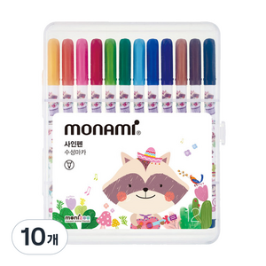 모나미 모니주 사인펜 여, 12색, 10개