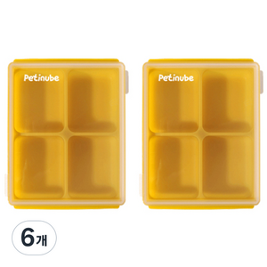 쁘띠누베 국내 제조 실리콘 이유식 냉동 용기 멀티 큐브 4구, MUSTARD, 6개