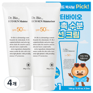 닥터바이오 에코 선크림 모이스처라이저 SPF50+ PA++++, 100g, 4개