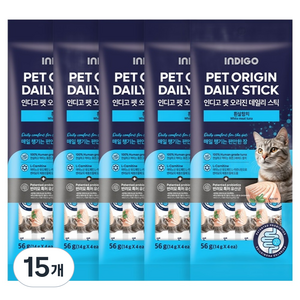 인디고포 고양이 펫 오리진 데일리 스틱 간식 4p, 56g, 15개, 참치