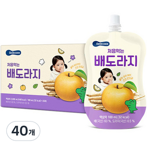 베베쿡 처음 먹는 배도라지 유아 음료, 100ml, 40개, 배도라지맛