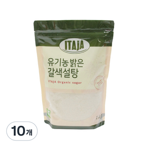 이타자 유기농 밝은 갈색설탕, 1kg, 10개
