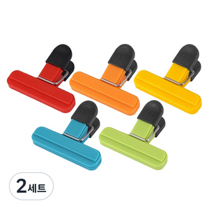 브링엔 밀봉 봉지 집게 중형 5종 세트, 혼합색상, 2세트