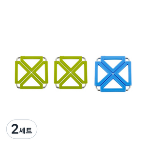 듀얼 냄비 받침대 사각 그린 2p + 블루, 혼합 색상, 2세트
