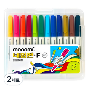 모나미 중간 글씨용 네임펜 F 12종 세트, 혼합색상, 2세트