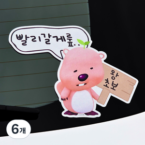 벨르아망 잔망루피 차량용 초보운전 스티커, 그린, 6개