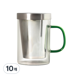 티도요 홈카페 스텐 차망 티머그컵 G107 500ml, 그린, 10개