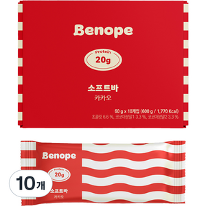 베노프 소프트바 프로틴바 카카오 10p, 600g, 10개