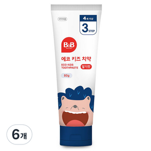 비앤비 에코키즈치약 딸기맛, 80g, 6개