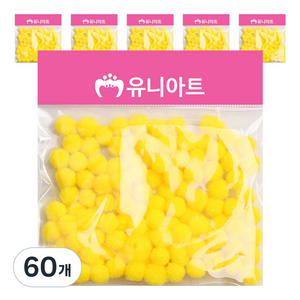 유니아트 1000 퐁퐁 10mm, 노랑, 60개
