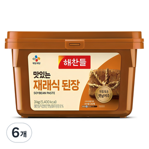 해찬들 맛있는 재래식 된장, 3kg, 6개