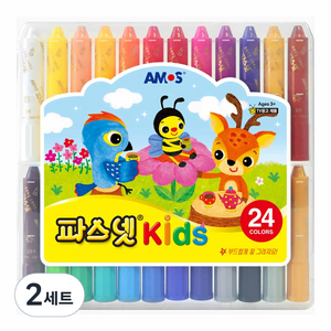 아모스 파스넷 키즈 크레파스, 24색, 2개