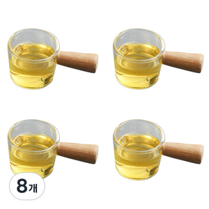 디유 내열유리 우드 손잡이 술잔 70ml, 혼합색상, 8개