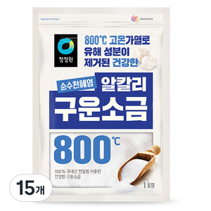 청정원 순수천혜염 알칼리 구운소금, 1kg, 15개