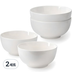 이와이엔스토리 보울 화이트 공기대접 세트, 공기 2p + 대접 2p, 2세트