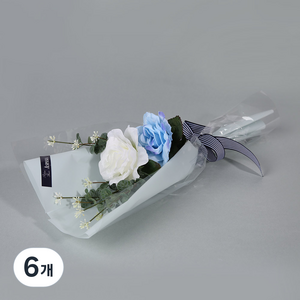 아스파시아 멜라니 두송이 조화 꽃다발, 블루, 6개