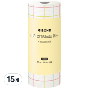 기본에 여러 번 빨아쓰는 행주 민트레몬, 35매입, 15개