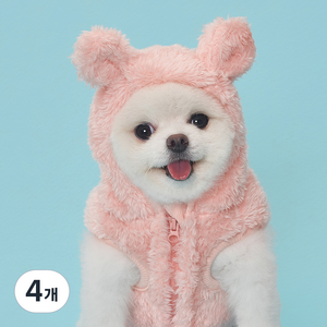 도그아이 반려동물 곰 후드 베스트, 핑크, 4개