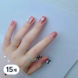 순잠 뷰티풀 컬러풀 네일팁, 63 피치 크리스탈(HS-540), 15개