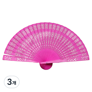 로이상점 컬러 시원한 접이식 펀칭 부채, 핑크, 3개