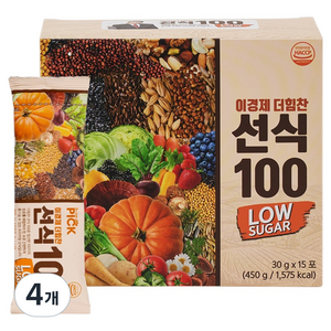 래오이경제 더힘찬 선식 100 로우슈거 15p, 450g, 4개