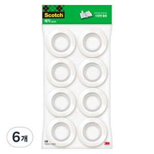 쓰리엠 스카치 매직 테이프 리필 12mm x 20m 8롤, 6개, 반투명