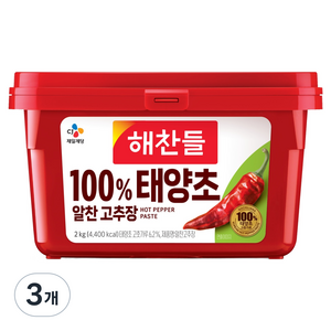 해찬들 100% 태양초 알찬 고추장, 2kg, 3개