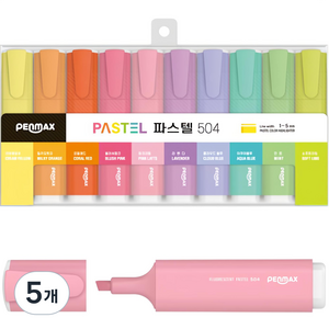 펜맥스 사각 파스텔 504 형광펜 세트, 10색, 5세트