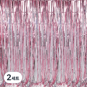 파티쇼 파티 장식 은박 수술 커튼 2종 x 4p 세트, 홀로그램실버, 로즈골드, 2세트