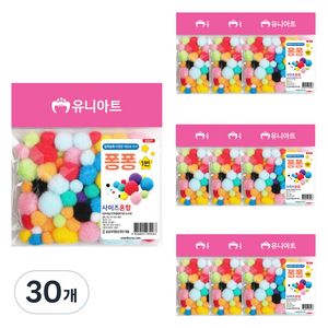 유니아트 G001 2000 퐁퐁 1번 사이즈혼합 폼폼이, 혼합 색상, 30개