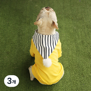 콩 K PET 방울방울 반려동물 스트라이프 후드, 옐로우, 3개