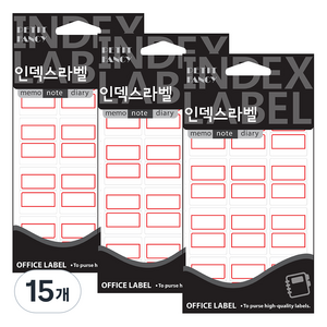 쁘띠팬시 인덱스 라벨 견출지 20-104R, 빨간색, 15개, 18개입