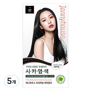 제니하우스코스메틱 프리미엄 헤어컬러 염모제, 블랙1N, 5개