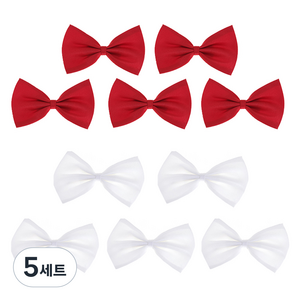 파티공구 공단 나비 넥타이 2종 5p 세트, 레드 + 화이트, 5세트