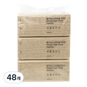 생활공작소 뽑아쓰는 에센셜 천연펄프 키친타올, 100매입, 48개