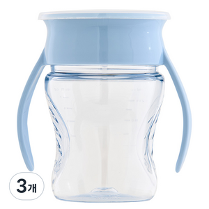 와우컵 베이비 트라이탄 스노우 빨대컵, 207ml, 3개, 블루