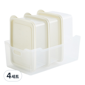 이지앤프리 이지킵 냉장고 정리용기 5호 트레이 소 + 깊은형 1.9L 3p 아이보리 세트, 4세트, 3P SET