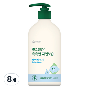 그린핑거 촉촉한 자연보습 베이비 바디워시, 500ml, 8개