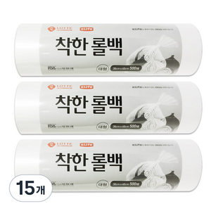 롯데이라이프 착한 롤백 대 30cm x 40cm, 대(L), 500개입, 15개