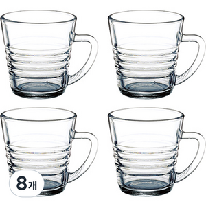 글라스락 국산 내열강화유리 믹스커피컵 220ml, 투명, 8개