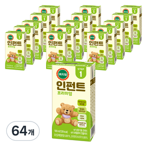 베지밀 유아용 뉴 인펀트 프리미엄1 미드 두유, 190ml, 64개