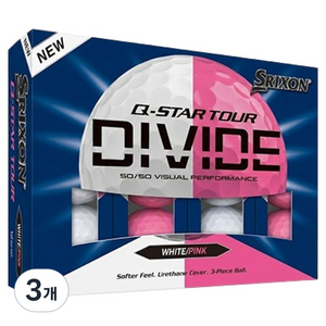 스릭슨 Q STAR 투어6 디바이드 우레탄 골프공 3피스, WHITE + PINK, 3개, 12개입