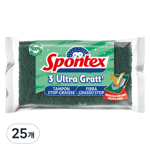 스폰텍스 ULTRA GRATT 찌든 때 스크럽 스펀지, 25개, 3개입
