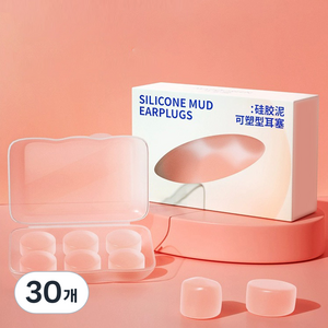 비슬립 실리콘 소음방지 이어플러그 핑크, 30개, 6개입